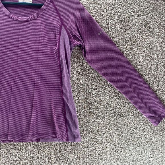 Columbia Shirt Womens Extra Small Purple Striped Athleisure Outdoor Logo Crew - Picture 3 of 11